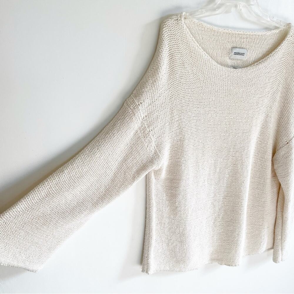 Massimo Dutti Cream Knit Open Neck Sweater - Picture 7 of 12